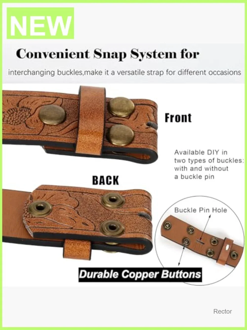 Vintage Western Belt Strap without Buckle Cowboy PU Leather 1-1/2
